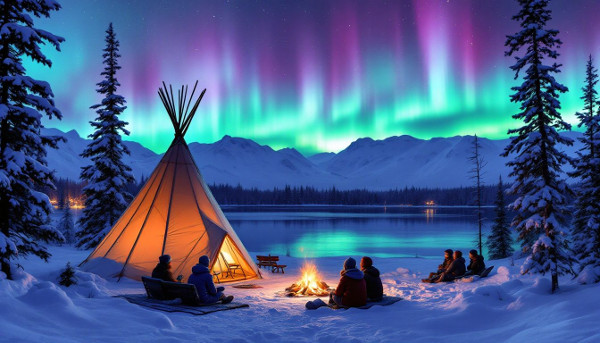 Experience majestic Auroras Kiruna-Abisko and Tipi Dinner